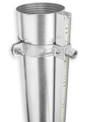  Speziell auf das Fallrohr­beleuchtungssystem ­abgestimmte Rohrschelle