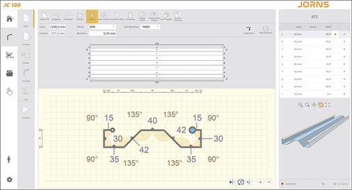  Blick auf den Zeichenmodus der JC 100