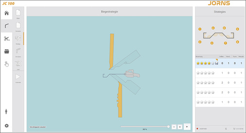 Die JC 100 schlägt automatisch eine Biegestrategie vor ...