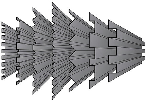 Das ist neu! Die sieben Fassadenprofile mit rechtwinkligen und schrägen Kantungen erweitern das Programm