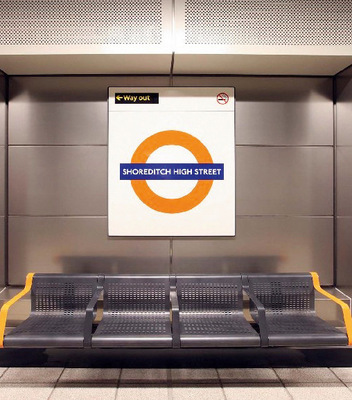 Edelstahlbekleidung: Shoreditch, East London Line