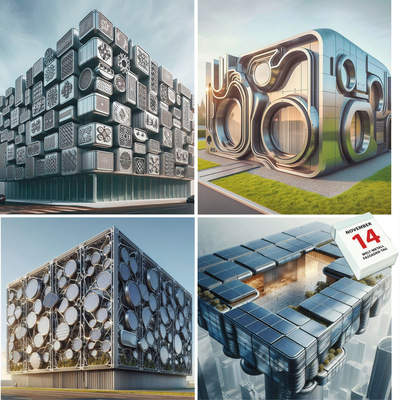 Verschiedene mithilfe von KI-Programmenerzeugte Fassadenentwürfe