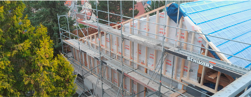 Blick auf die Holzunterkonstruktion