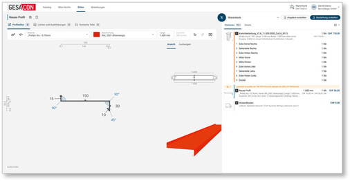 Einfaches Zeichnen und Bestellen eines Fenstersimsprofils