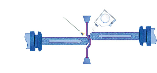 Darstellung von Werkzeuganordnung, Werkstück und Sensoren
