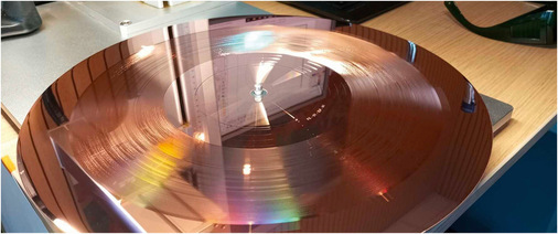 Herstellung einer Kupfer-Master-Platte zur Produktion von Langspielplatten 