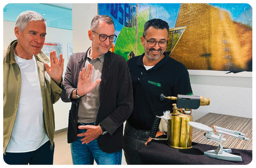 Marketingstrategen: Andreas Buck (BAUMETALL), Martin Fischer (M.A.S.C., Vöhringen) und Yassine Höhnes (Perkeo-Werk) planen die nächsten Schritte