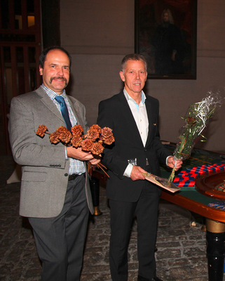 BAUMETALL-Autor und Kupferrosen-Experte Marc Warzawa mit Gert Brenner im Jahr 2013 beim 25. Jubiläum der Museumsstiftung