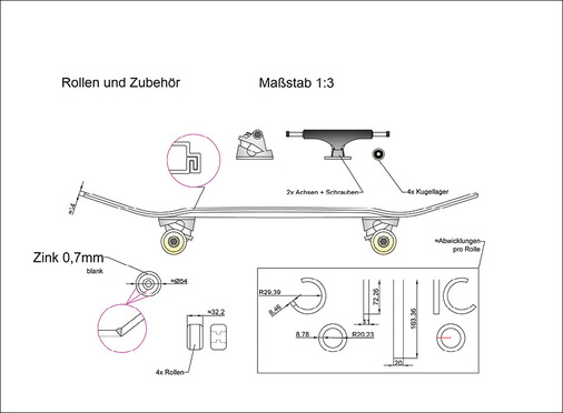 Die Rollen bestehen aus mehreren Zinkelementen
