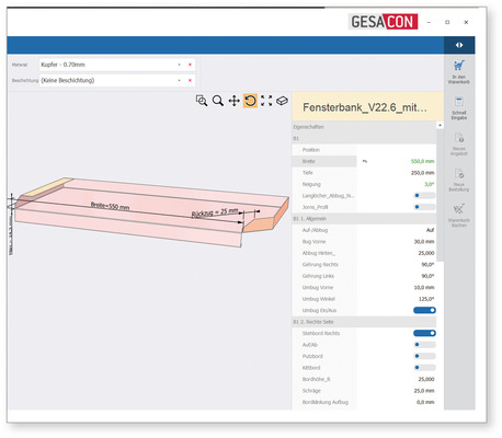Bendex-Template zur Herstellung klassischer ­Fenstersimsprofile samt Ausklinkung und Aufkantung