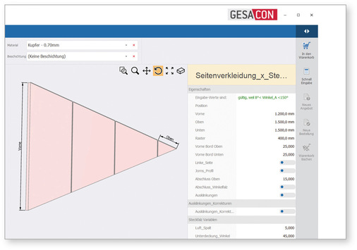 Zur Produktion von Stehfalz-Bekleidungen für Gaubenbacken sind Bendex-Templates ebenso  geeignet wie ...