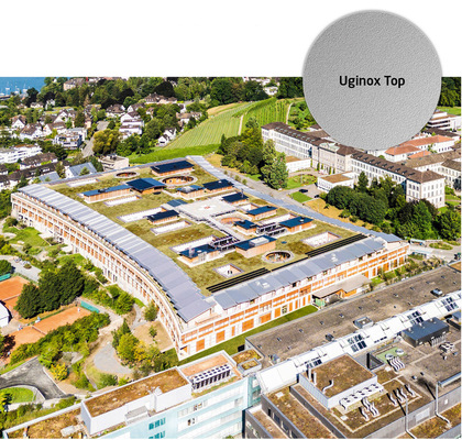 Das Kinderspital Zürich ﻿(Kispi) in der Lengg ist das größte Zentrum für Pädiatrie und Kinderchirurgie in der Schweiz. Architektur: Herzog & de Meuron, Fachbetrieb: Scherrer Metec AG, Material: Uginox Top 304