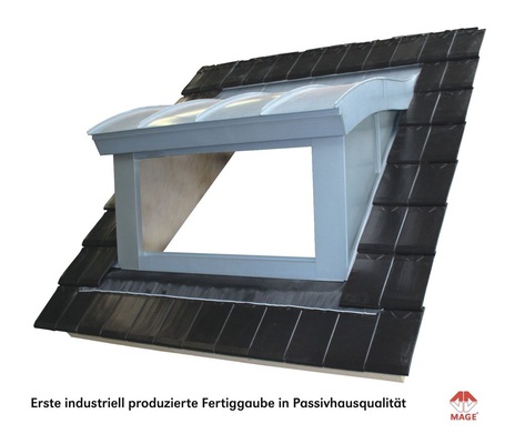 Bild 5.: Die Fertiggaube der Mage Herzberg GmbH, mit begutachteter Eignung zum Einbau im Passivhausbereich, erreicht durch Vakuum-Isolations-Paneele eine Wärmeleitfähigkeit von 0,004 W/mK.