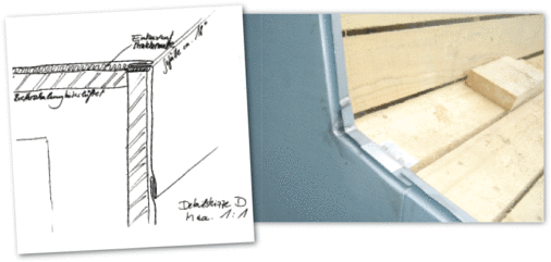 Ortganganschluss, vorbereitet zum Anschluss der Dachfläche