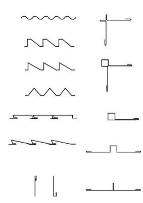 Steckfalzpaneel

Montagerichtung von oben nach unten. Seitliche Einkantung (Deckelung) bei dünnwandigen Profilen. Ab 1 mm Materialstärke auch ohne Querkantung verlegbar. Profile können rollprofiliert, gekantet oder als System mit umfangreichem Zubehör bezogen werden.