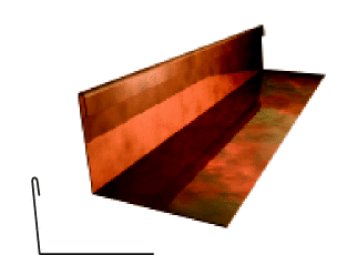 Anschlusswinkel
Wandanschlussprofil (auch Winkelanschluss) etwa zum Anschluss an geringe Türaustrittshöhen oder an Kunststofftürelemente, die nicht oder nur schwer mit Heißbitumen eingedichtet werden können (Beschädigung durch Hitze). Klempner- und Dachdeckerfachregeln beachten!
