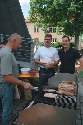 Matthias Weber, Michael Messerschmidt und Mirko Siegler am BAUMETALL-Grill