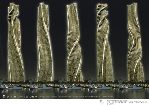 Die Dynamic Group des Architekten David Fisher plant in Dubai, Moskau und New York Dynamic-Tower-Hochhäuser mit individuell drehbaren Stockwerken. Einzelne Gebäudemodule sollen in einer Fabrik gefertigt werden. www.baumetall.de
