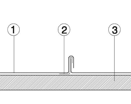 Abb. 1, einfacher Stehfalz, Schema Zinktafel Haft Holzschalung