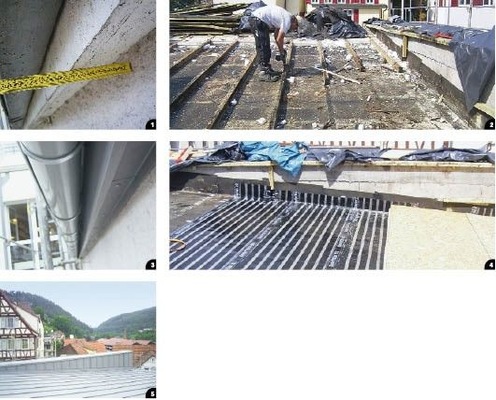 1 Um die Ursache des Feuchtigkeitsproblems zu beseitigen…
2 …war eine Totalsanierung unausweichlich
3 Zinkbekleideter Traufkasten
4 Eine funktionsfähige Dampfsperre ist das A und O…
5 …um unbelüftete Metalldächer zu realisieren
