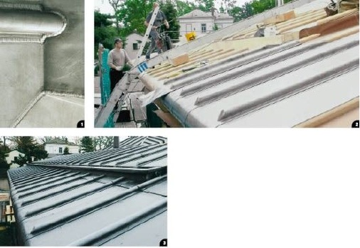 1 Perfekt geschweißter Wulstabschluß im Detail2 Perfekte Details ganz ohne Kanten3 Perfekt liegen die dachintegrierten Holzleisten unter den Bleischaren. Die Bleieindeckung scheint förmlich über die Traufe zu fließen und erweckt dabei den Eindruck, als bestünde das Dach aus einem großen elastischen Überwurf