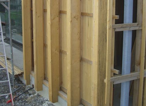 Ein typischer Holzständerbau als Unterkonstruktion