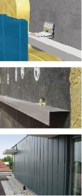 Schema und Ausführung einer horizontalen Unterkonstruktion bei vertikal angeordneten Steckfalzpaneelen