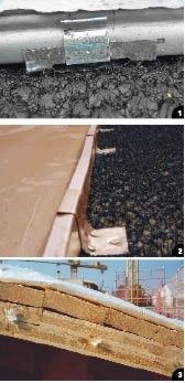 1 Deutliche Dehnungsspuren2 Sichtbare Verspannung durch 25-mm-Haft3 Spannung durch unebene Holzschalung