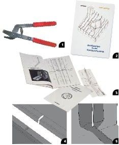 1 M.A.S.C. Blechknabber<br />2 Das Fachbuch von Erwin Hallabrin zeigt …<br />3 … zahlreiche Detailpunkte<br />4 Darunter auch Herstellungsabfolgen …<br />5 … für den Bündnerfalz