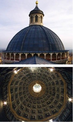 Die Kuppel des Domes beeindruckt gleichermaßen von innen wie von außen