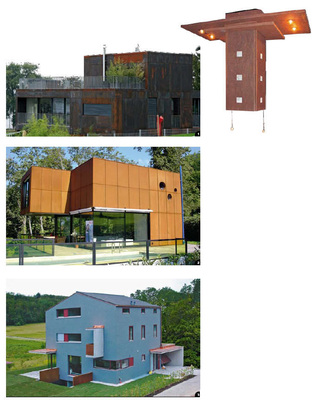 1 Einfamilienhaus mit Kassettenfassade

aus wetterfestem Baustahl in Ermatingen,

Schweiz2 Einfamilienhaus mit direkt befestigter

Cor-Ten-Stahl-Plattenfassade in Bregenz,

Österreich3 Einfamilienhaus mit Cor-Ten-Stahl-Elementen

als Absturzsicherung in Böblingen
