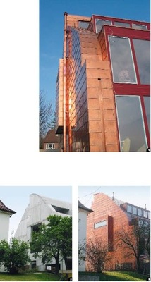 1 Ein offen liegender Entwässerungskanal unterbricht die homogene Großrauten-Fassade aus walzblankem Kupfer
2 Der betonierte Rohbau lässt nur erahnen, welch große Herausforderung auf den Klempner wartet
3 Die professionelle Umsetzung überzeugt auf ganzer Linie
