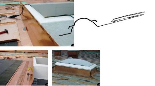 1 Stehfalzscharen werden im gelochten Z-Profil eingehängt2 Ein gelochtes Z-Profil als Zusatzfalz begünstigt das Entweichen eventuell eindringender Feuchtigkeit 3 Die Sondermaßnahmen sind von außen nicht sichtbar