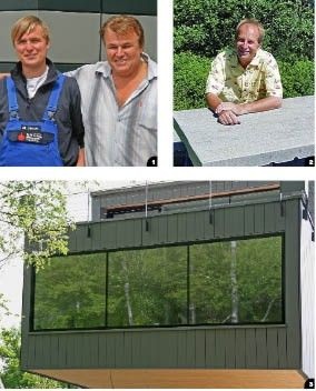 1 Vater und Sohn: die Geschäftsführer des Klempnerfachbetriebes Engel aus Fuchstal2 Leben wie im Baumhaus, nur wesentlich komfortabler. Horst Freier verwirklichte sich seinen Traum vom Wohnen. Sein aluminiumbekleidetes Haus ist den Baumkronen zum Greifen nah3 Die mächtigen Baumwipfel spiegeln sich in der großen Fensterfront unter der „Kapitänsbrücke“