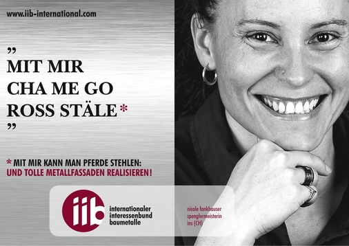 Spenglermeisterin Nicole Frankhauser ließ sich für die internationale iib-Kampagne in einem Schweizer Fotostudio fotografieren