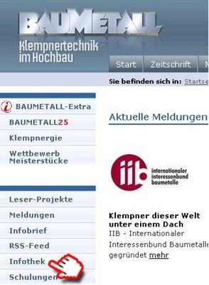 Werbematerial, Druckvorlagen und iib-Logos ­können in der ­Mediathek auf www.baumetall.de herunter­geladen werden
