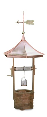 33 BrunnendachGeschwungenes Turmdach mit Turmspitze und Wetterfahne Material: Kupfer Verarbeitung: Falztechnik