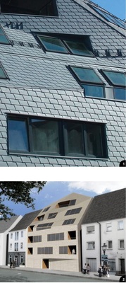 1 Anschlussdetails für Profis: Die Klempner der Maurer Metalltechnik GmbH & Co. KG aus Schramberg-Sulgen haben die komplexen Anschlüsse mit Bravour gemeistert 2 Bereits in der Planungsphase stimmten sich die Architekten um Georg Sahner aus Stuttgart eng mit den Prefa-Technikern ab