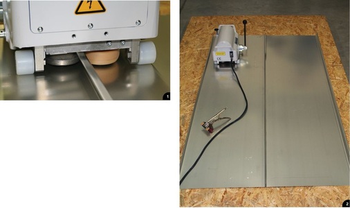 1 Auch beim maschinellen Falzvorgang wird spezielles Know-how benötigt<br />2 Bei der Demonstration mit dem speziell für Edelstahl entwickelten Rollensatz blieben die Scharen eben auf dem Untergrund liegen. Der geschlossene Falz blieb schnurgerade