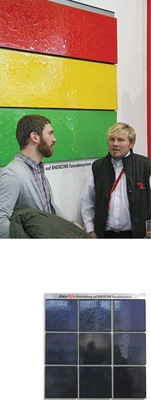 Das E-Team präsentierte in Stuttgart die gesamte Produkt­palette — darunter auch spezielle, mit dem Enke-Hilite-floor-Bodenbeschichtungs­system ­versehene Rheinzink-Fassadenpaneele ­sowie entsprechende Fassadenkassetten
