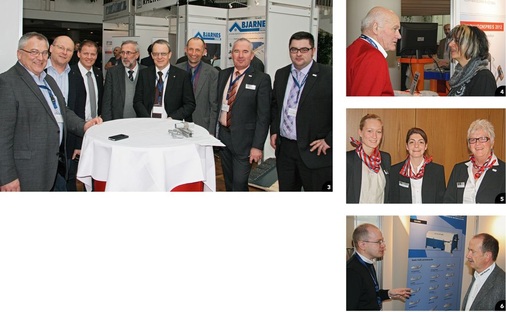 3 Die sogenannte DACHS-Gruppe besteht aus Verbands-Vertretern aus Deutschland Österreich der Schweiz und Südtirol4 Iris Ziegler vom BAUMETALL-Team im Gespräch mit Engelbert Heinzlmeier5 Beste Laune herrschte im ZVSHK-Tagungsbüro. Ein großes Kompliment von BAUMETALL an Jana Marienfeld, Christa Karamanli und Anne Schumacher 6 Axel Volkmann (Schlebach) und Hans-Jürgen Schrodt (Markt Indersdorf)