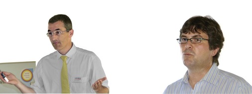 ... des Moderatorenduos Thomas Rothmeir (Innung Spengler, Sanitär- und Heizungstechnik München) und Thomas Heidfeld (Fachverband SHK Bayern)