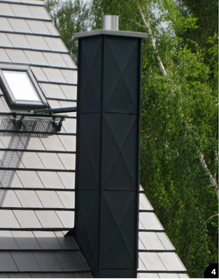 4 Schornsteinbekleidungen aus farbbeschichtetem Aluminium
