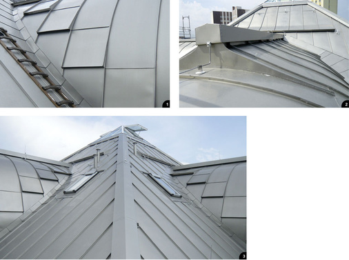 1 Gelungene Details: Aufschieblinge sorgen an den Gaubenwangen ebenso für eine perfekte Belüftung der Dachfläche…2 … wie die professionell ausgebildete Firstentlüftung3 Hinterlüftete Gratausbildung