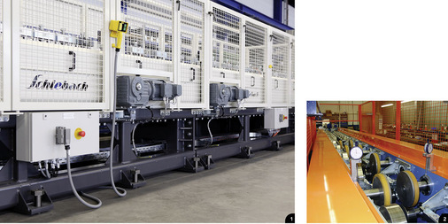 1 Bei Rheinzink werden die SP-Line-Profile auf ­einer Schlebach-Sondermaschine profiliert
2 Schlebach-Sonderanfertigung zur Herstellung der Prefa-Sidings
