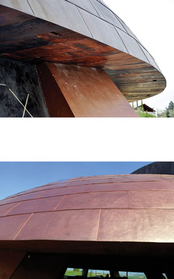 Schöne Details: Die ­strukturierten Kupfertafeln ­vermitteln einen besonderen ­Eindruck. Um die Schönheit der Kuppel zu erhalten und um zu garantieren, dass die Struktur der künstlerisch angefertigten Kupferplatten erkennbar bleibt, wird der kupferne Panzer in regelmäßigen Abständen auf Hochglanz gebracht