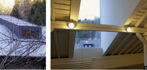 4 Blick auf die Rückseite ­einer Lichtschachtel<br />5 Blick durch ein 5m hohes Fenster ins Freie