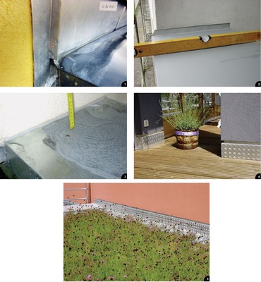 1 Besser, aber auch dauerhaft zuverlässig? Das hinterlegte Dichtband trennt zwar das Metall vom Putz, doch verhindert es auch langfristig das Eindringen von Feuchtigkeit? 2 Ob das auf Dauer gut geht? Dieses Ausführungsdetail entdeckte BAUMETALL an einem Projekt im Schwarzwald. Das Foto zeigt eine Attikaabdeckung, die zum Silikon-Anschluss an WDVS vorbereitet wurde3 Doppelte Sicherheit? Silikonfuge plus Spenglerschraube 4 Gelungene Lösung? Diese Wandanschluss-Profile aus strukturiertem Aluminium wurden auf einer Unterkonstruktion aus Rahmenhölzern montiert5 Das aufgesetzte WDVS ist konstruktiv getrennt – eine Minderung des Wärmedämmwertes am Anschlussbereich wurde bewusst in Kauf genommen