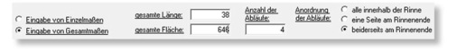 Bild 4: Alternativ zu Bild 2 ist auch die Eingabe der Rinnenlänge mit Gesamtmaßen möglich