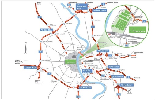 Zehn Autobahnen münden in den Autobahnring um Köln